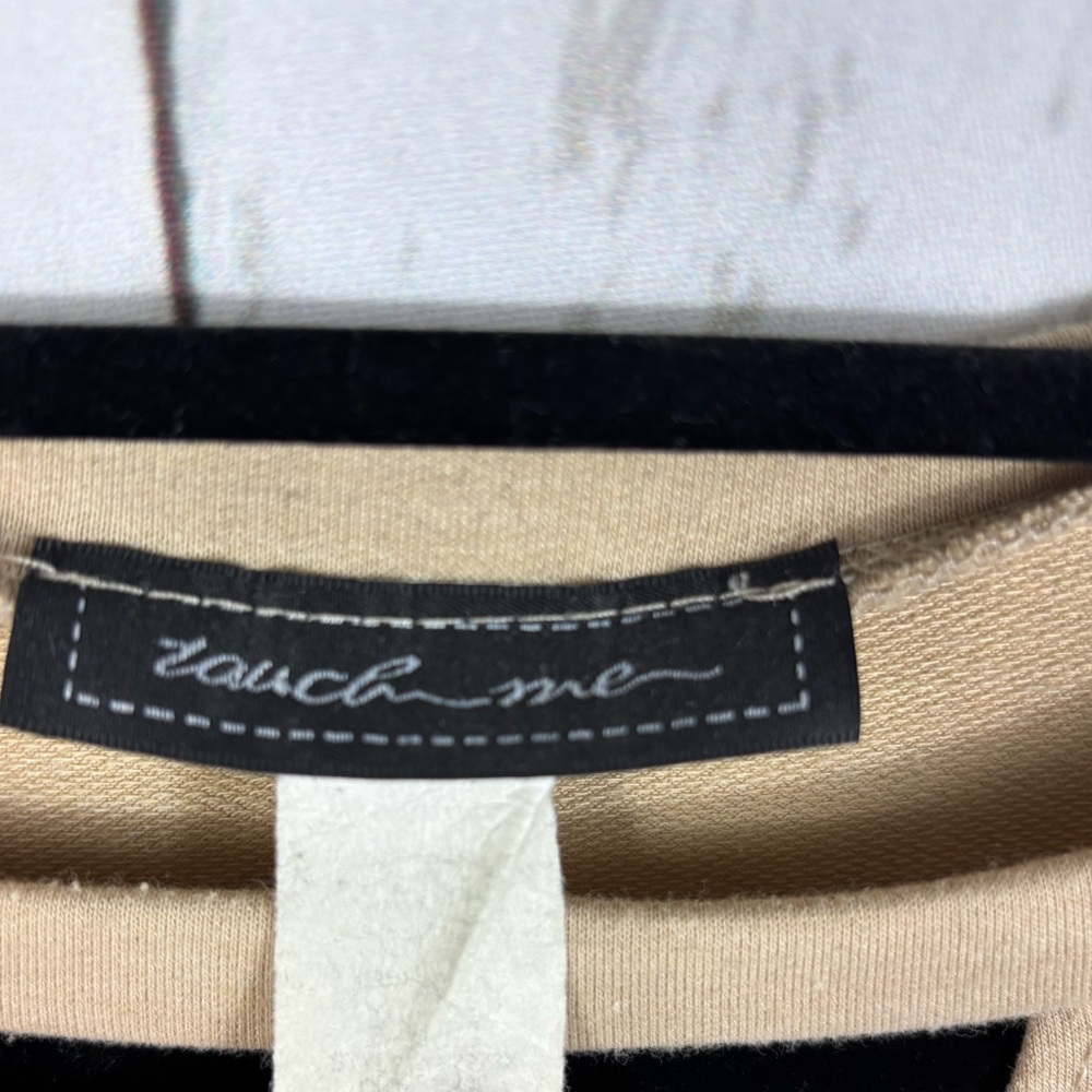 Distress Rip Tunic Top Beige Tan - Picture 2 of 6